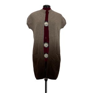 Vince brown color sleeveless sweater long cardigan cashmere and wool